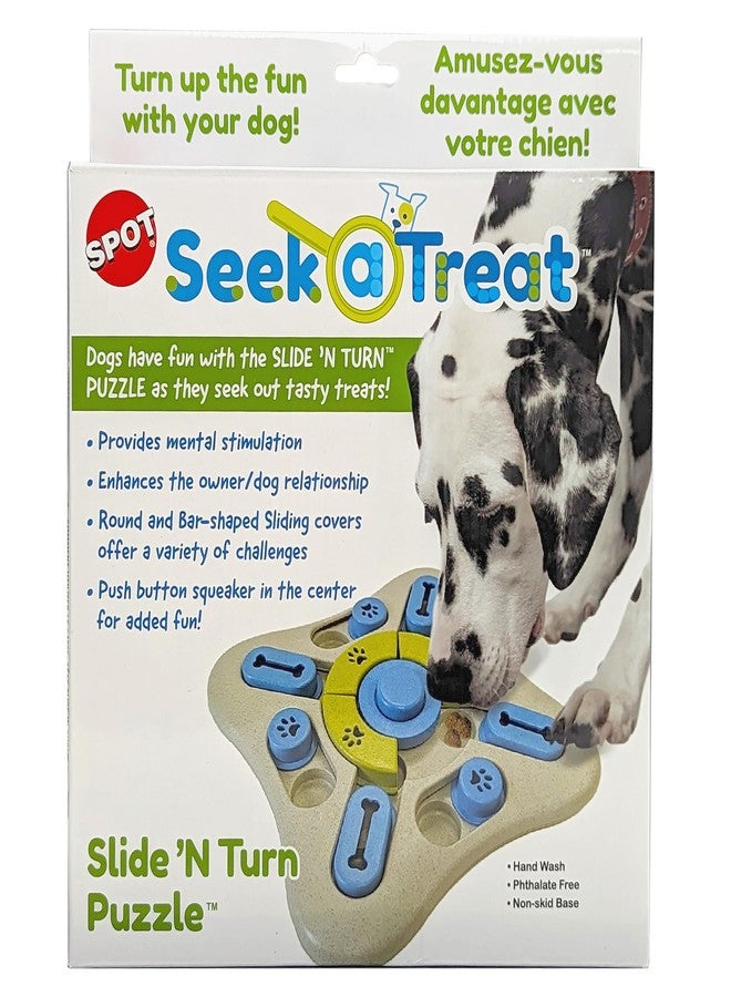 SPOT Seek A Treat Slide' N Turn Puzzle -Interactive Dog Puzzle Toy for Small, Medium & Large Smart Dogs and Cats, Squeaky, Enrichment and Mentally Stimulating Toy for Training and Boredom Buster - Image 1